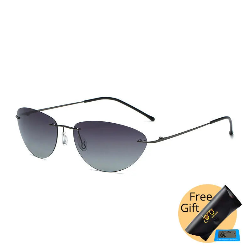 Fashion Rimless Square Sunglasses Mens Rectangle Photochromic Polarized Driving Sunglasses Oval Sun glasses UV400