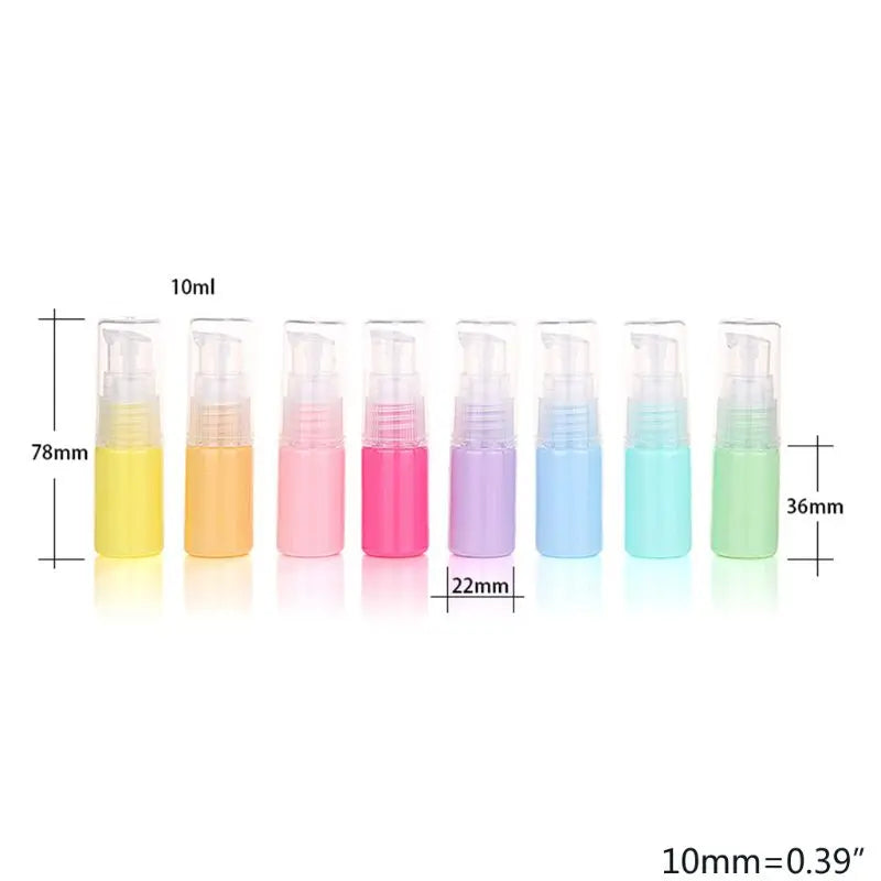 8Pcs 10ml Macaron Color Refillable Empty Bottles Cosmetic Cream Pump Container