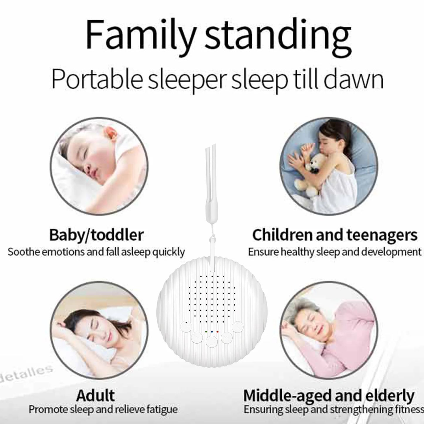 Baby White Noise Machine USB Rechargeable Timed Shutdown Sound Machine Sleep Soother Relaxation Monitor For Baby Adult Office