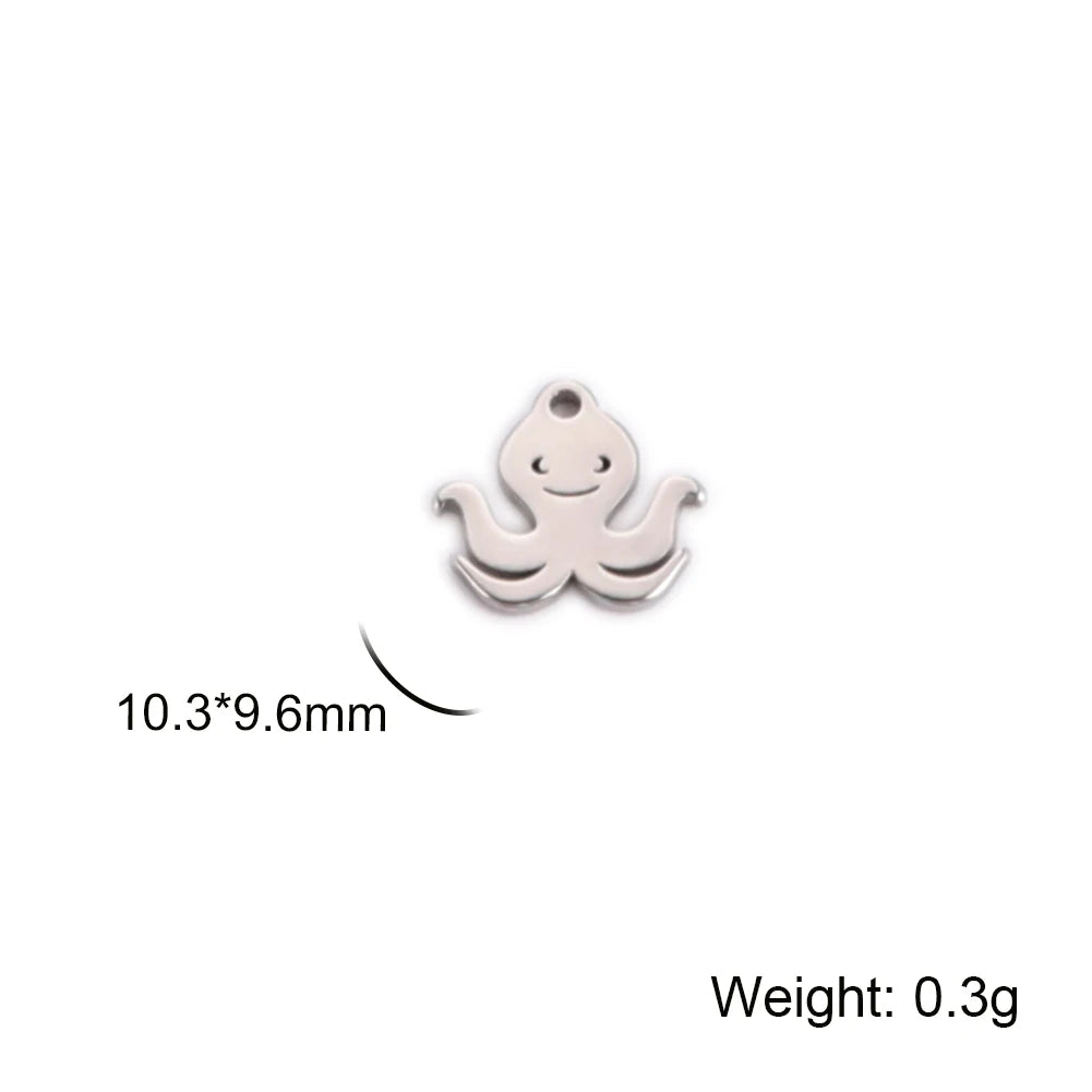 5pcs/lot Stainless Steel DIY Charms for Jewelry Making Ghost Squirrel Fish Bear Paw Animal Pendant for Necklace Bracelet Earring