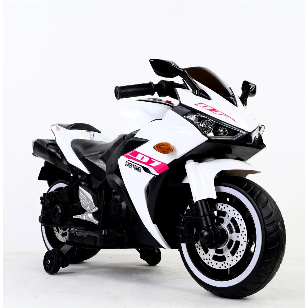 Electric Scooter 12V Kids Toys Scooter for Boys Girls with Training  Wheels/manual Throttle/ Drive by Hand/Lighting Wheels