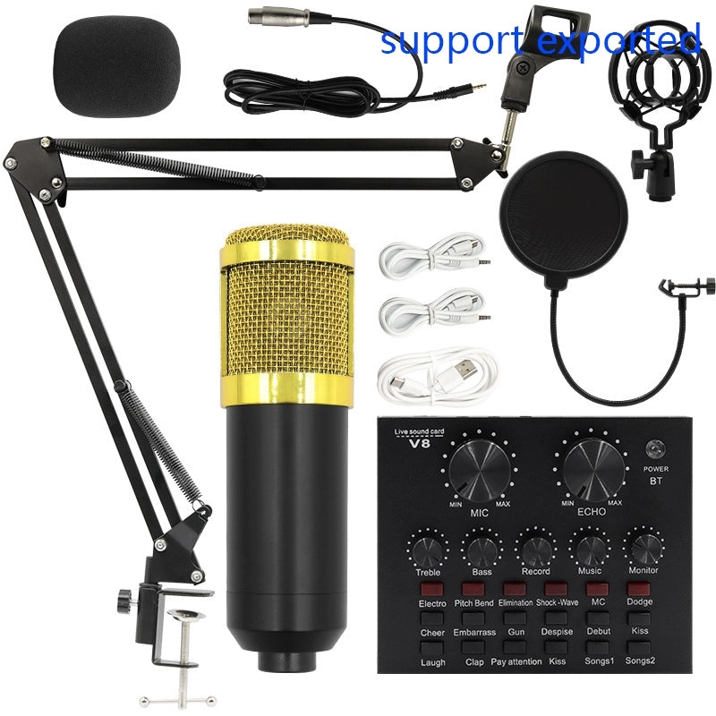 Bm800 Condenser Microphone + V8 Sound Card Computer Recordin
