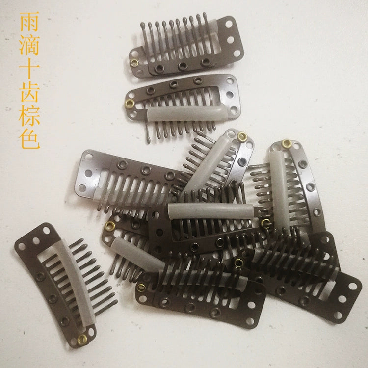 Wig Hair Piece Fixed Clip Beret Large Oblique Clip Hair Extension Elastic Hairpin Ten Teeth 3.6cm Clip