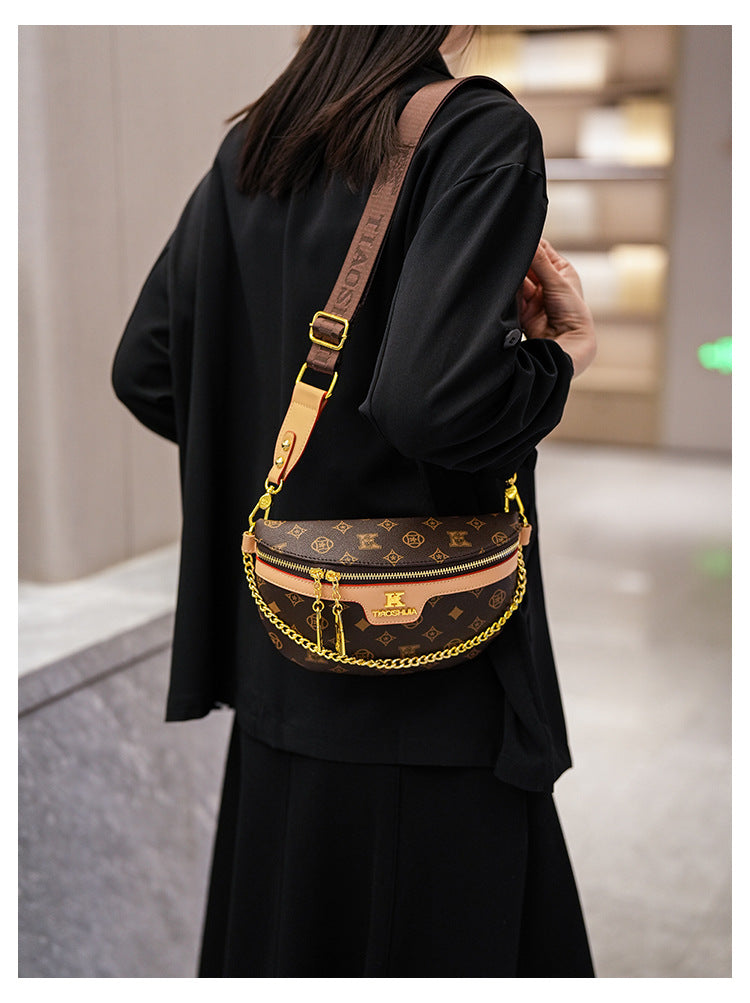 High-End Fashion Women's Waist Bag Luxury Classic Printed Single Shoulder Crossbody Bag Versatile Women Chest Bag British Style