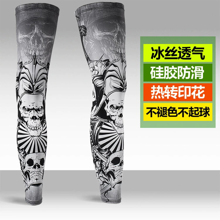 Ice Silk Sunscreen Outdoor Cycling Printed Knee Pad Leg Warmer