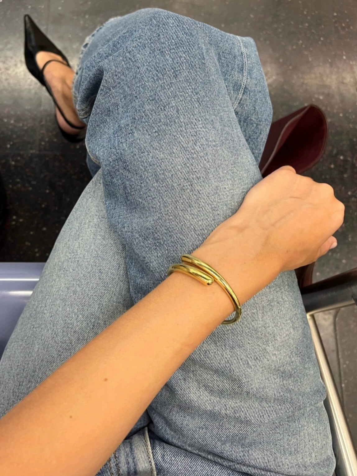 Minimalist Metal Feeling Neutral Water Drop Open Ring Liestudio Denmark Niche Style Retro Fashionable Twin Bracelet