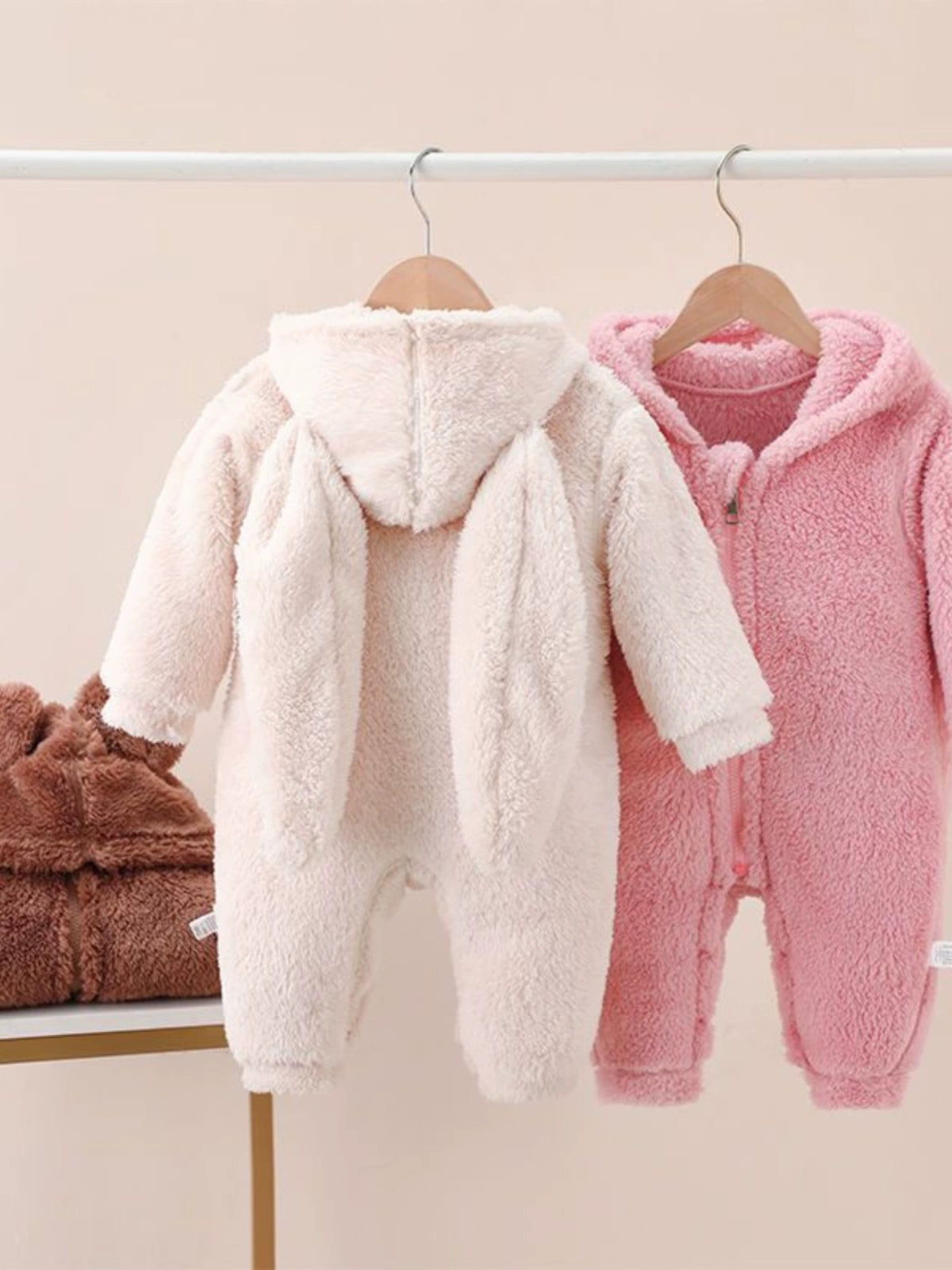 Baby Fur Fleece-Lined Jumpsuit Winter Thicken Thermal Male and Female Baby Clothes Outwear Hooded Romper Jumpsuit
