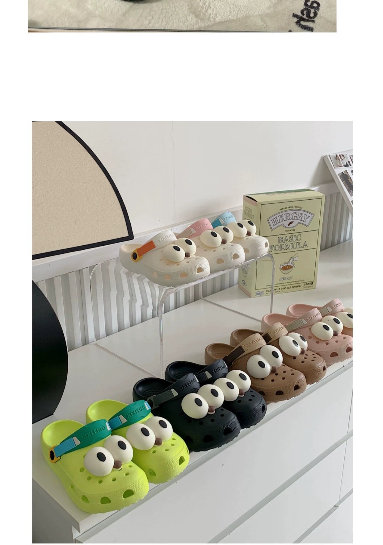 Thin Strip Fun Cartoon Funny Big Eye Couple Hole Shoes Outdoor Non-Slip Pump Beach Shoes Baby Boy and Girl Summer