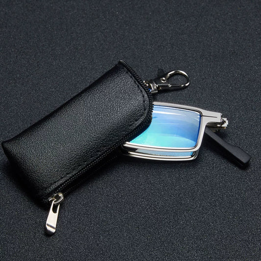 Portable Foldable Reading Glasses Fashion Plaid HD Male Presbyopic Glasses Ultra Light Anti Blue-Ray Non-Fatigue Middle-Aged and Elderly