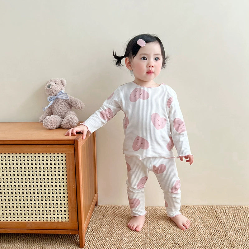 Baby Girls' Cotton Spring and Autumn Base Homewear Suit