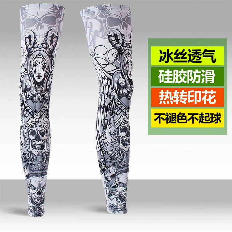 Ice Silk Sunscreen Outdoor Cycling Printed Knee Pad Leg Warmer