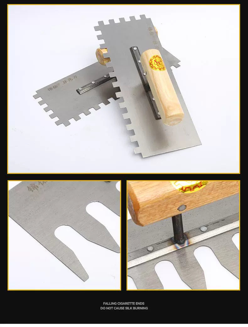 Tile Serrated Spatula Square Tooth Toothed Plastering Knife Paving Tile Plastering Knife Flat Gray Batch Ash Spoon Masonry Tool
