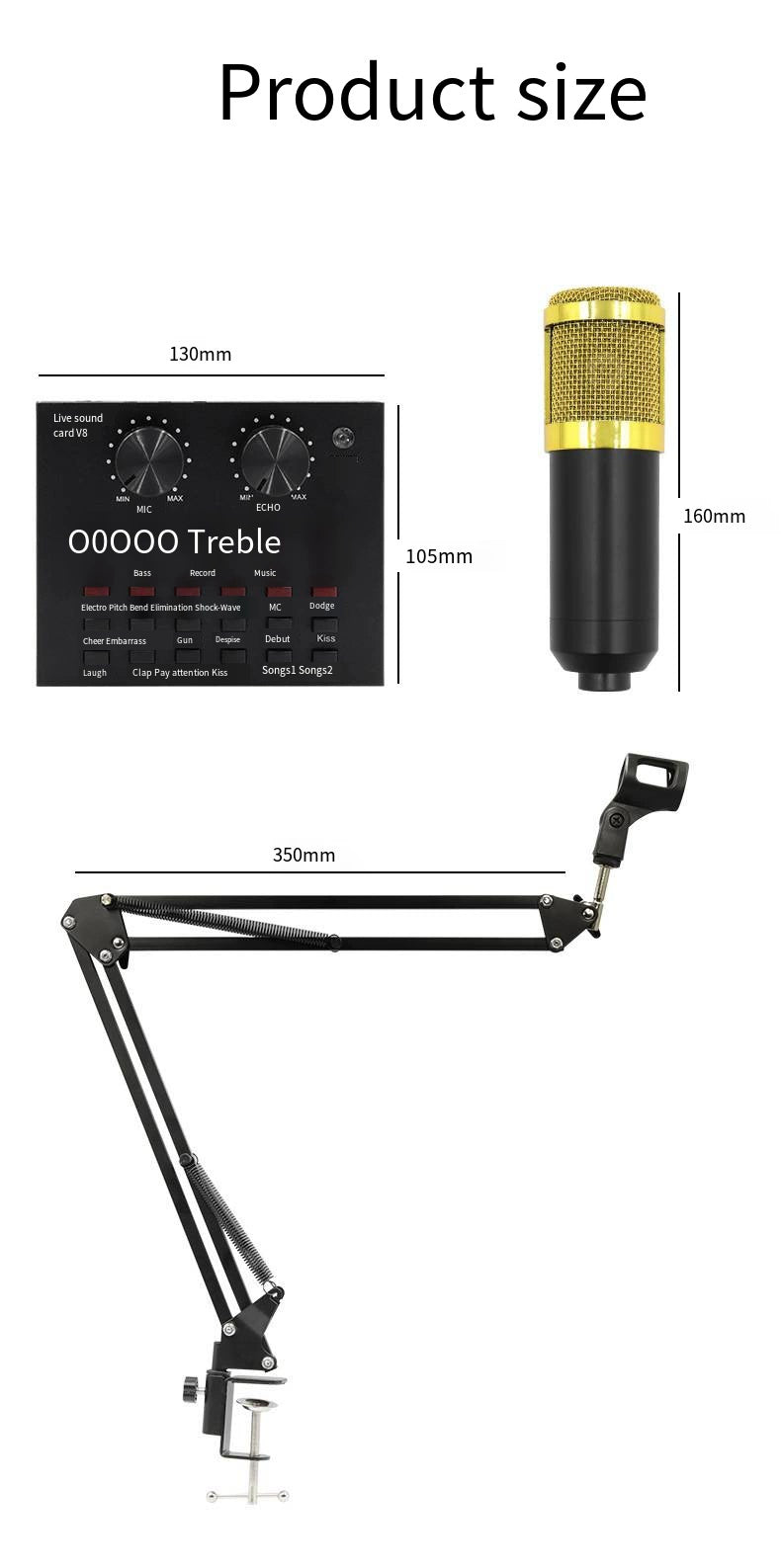 Bm800 Condenser Microphone + V8 Sound Card Computer Recordin