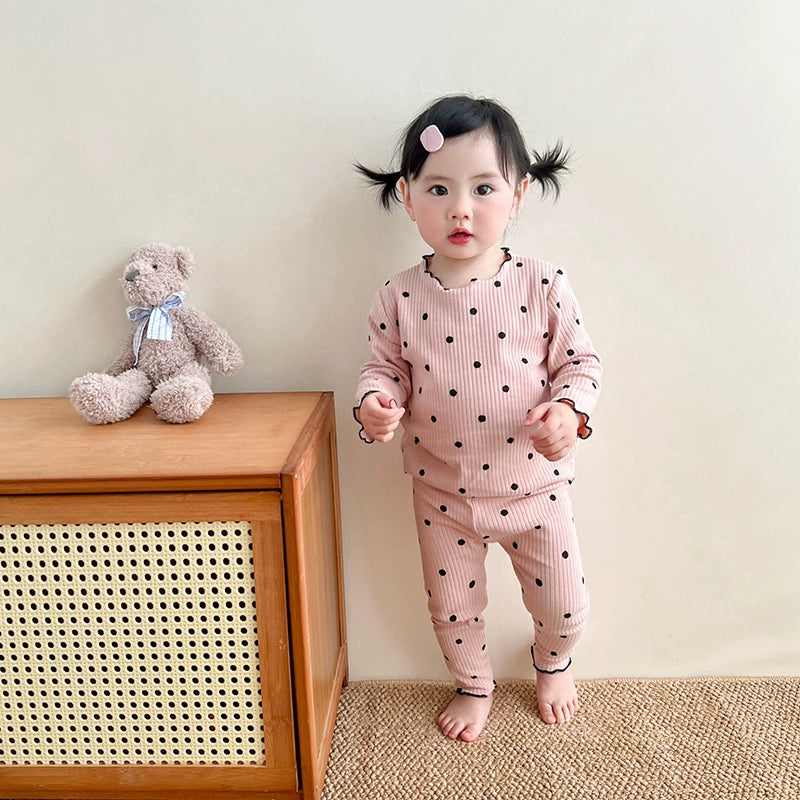 Baby Girls' Cotton Spring and Autumn Base Homewear Suit