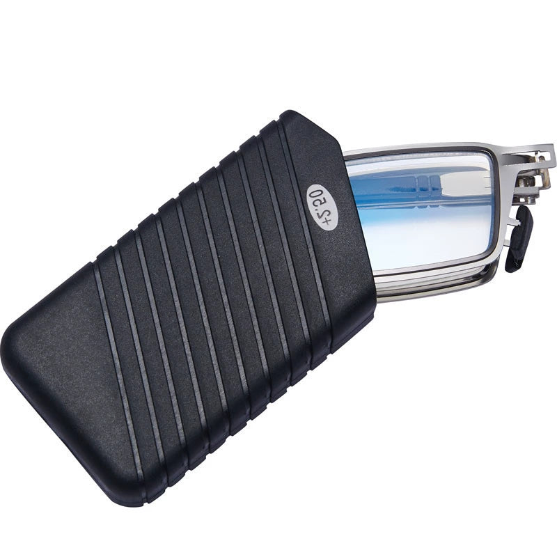 Portable Foldable Reading Glasses Fashion Plaid HD Male Presbyopic Glasses Ultra Light Anti Blue-Ray Non-Fatigue Middle-Aged and Elderly