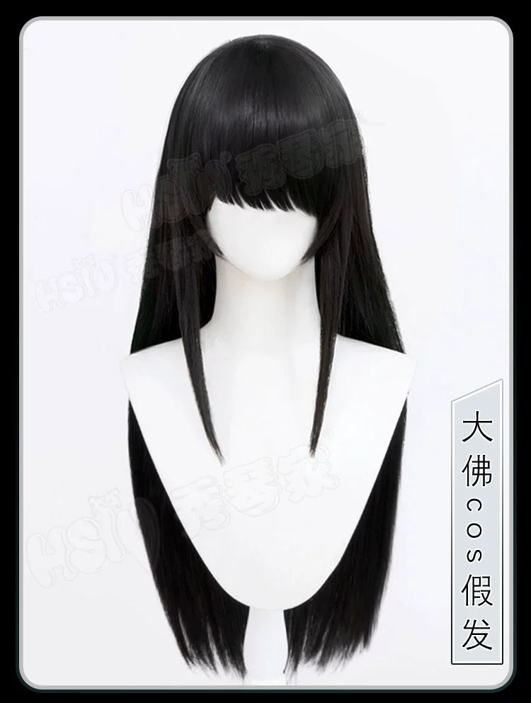 Xiuqin Family Sakamoto Daily Days Big Buddha Cos Wig Black Qi Broken Bangs Long Straight 80cm Clothes