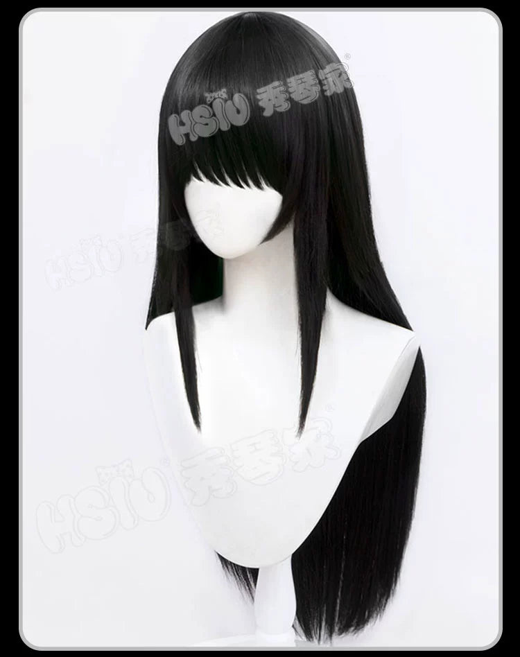 Xiuqin Family Sakamoto Daily Days Big Buddha Cos Wig Black Qi Broken Bangs Long Straight 80cm Clothes