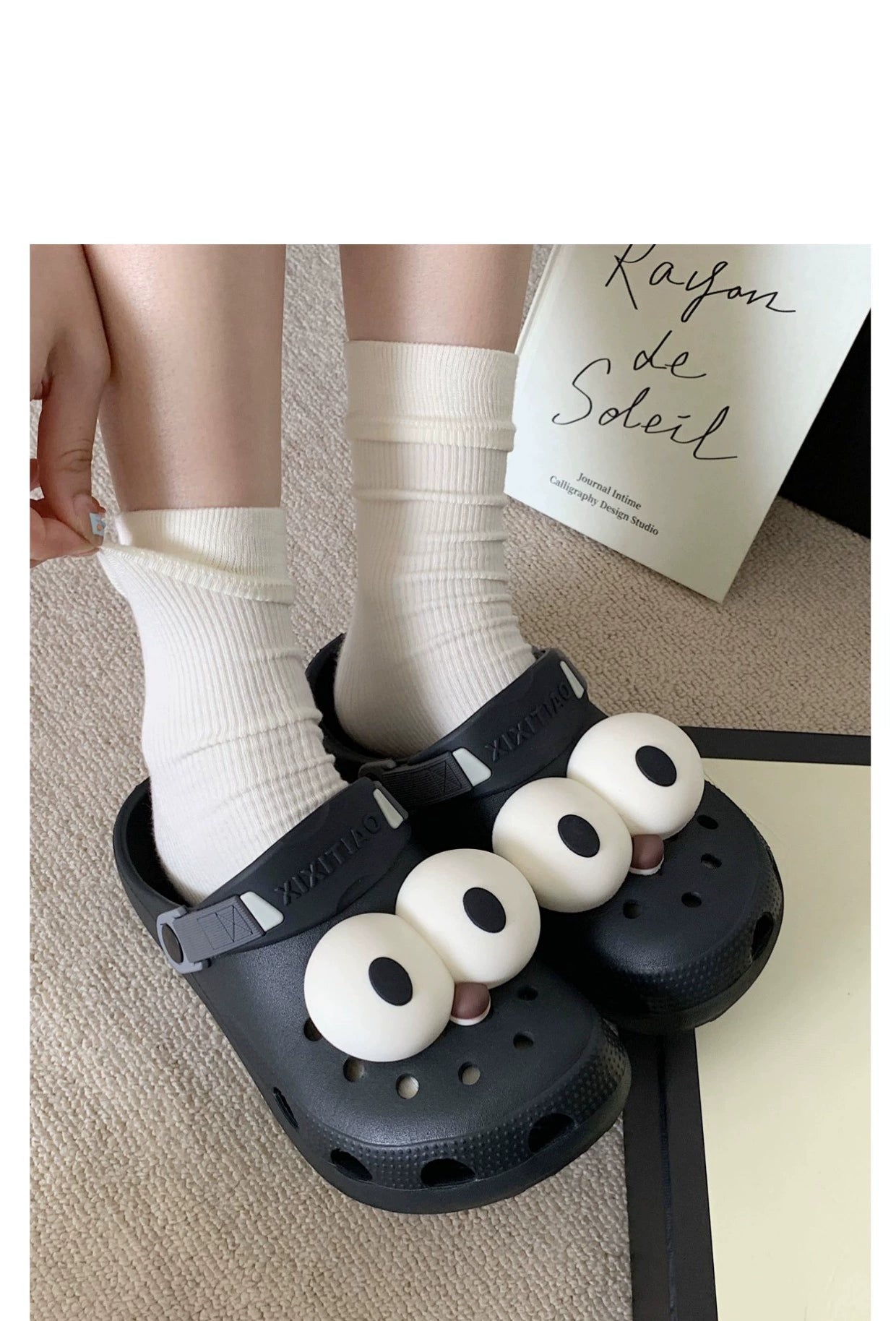 Thin Strip Fun Cartoon Funny Big Eye Couple Hole Shoes Outdoor Non-Slip Pump Beach Shoes Baby Boy and Girl Summer