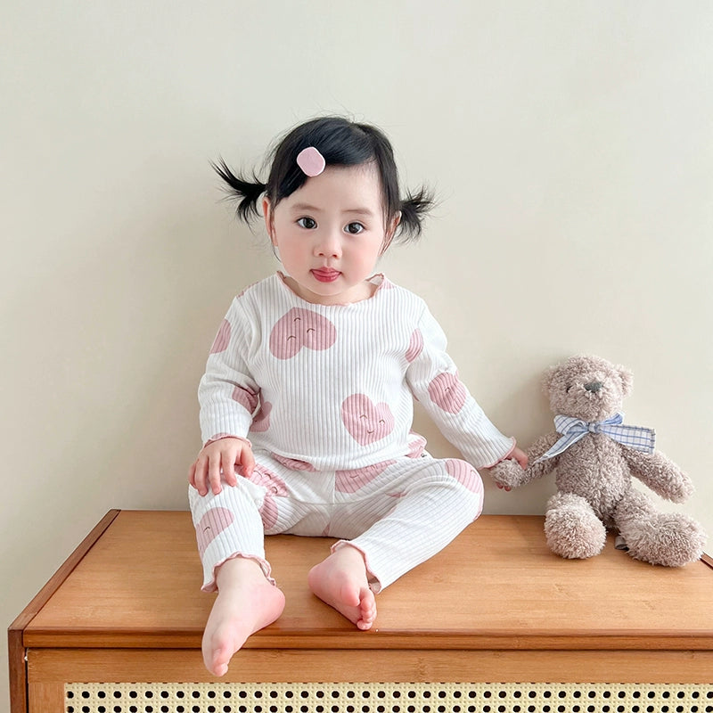 Baby Girls' Cotton Spring and Autumn Base Homewear Suit