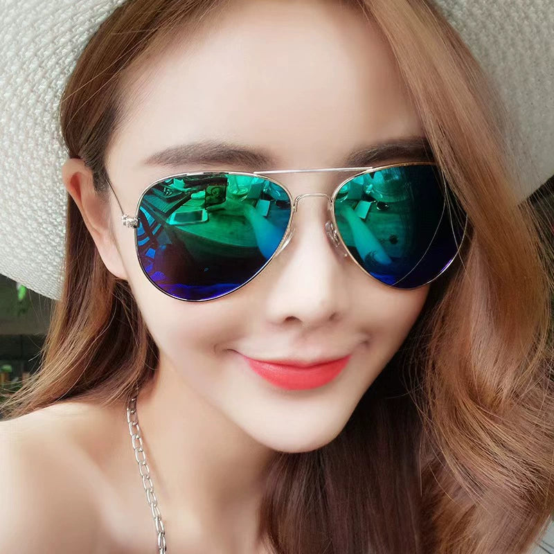 Classic Fashion Men's and Women's Colorful Sunglasses Retro Pilot Glasses Toad Metal Sunglasses