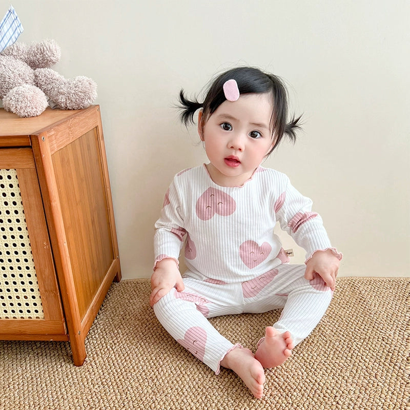 Baby Girls' Cotton Spring and Autumn Base Homewear Suit