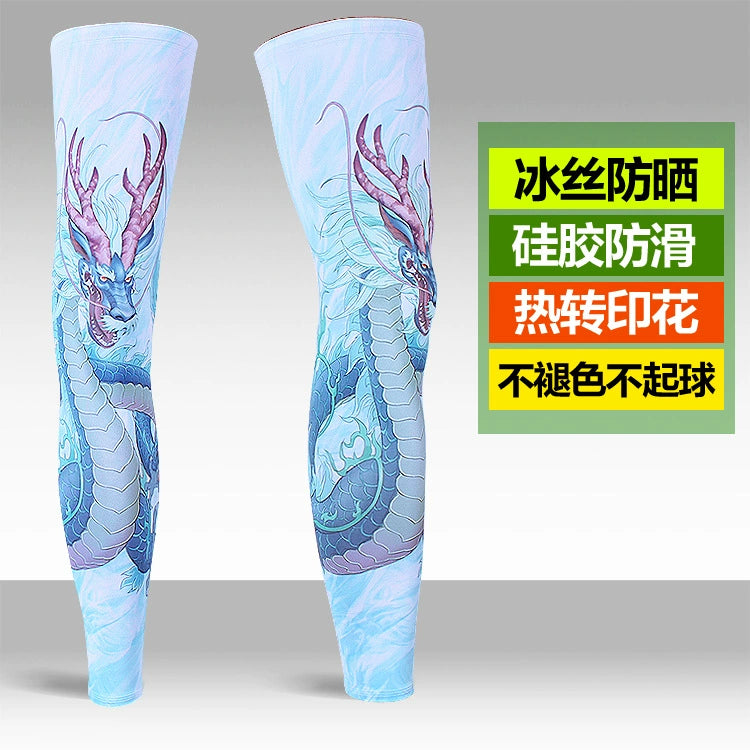 Ice Silk Sunscreen Outdoor Cycling Printed Knee Pad Leg Warmer