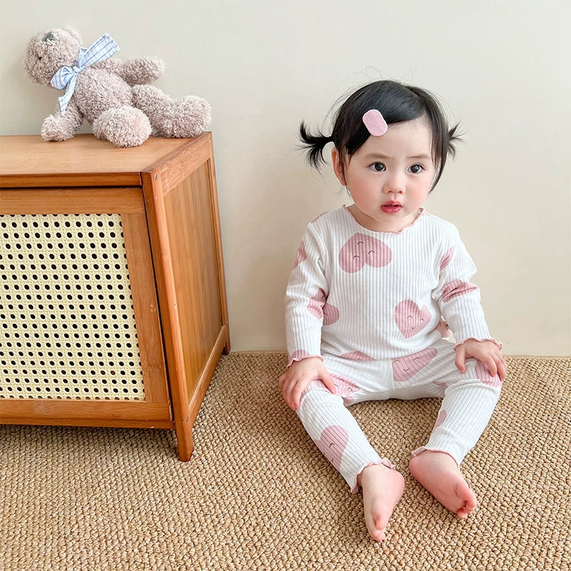 Baby Girls' Cotton Spring and Autumn Base Homewear Suit
