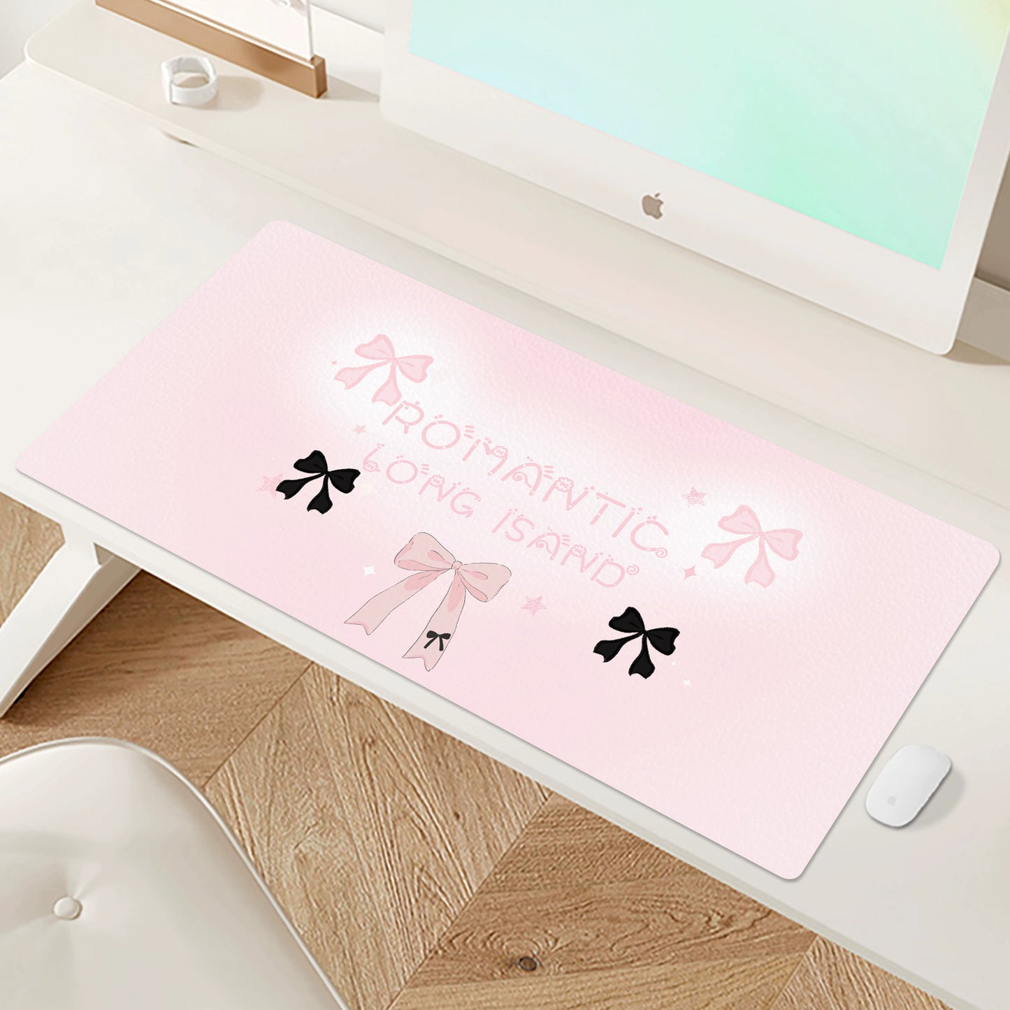 Butterfly Cut out Oversized Mouse Pad Leather Office Desk Mat for Girls Classy Computer Keyboard Accessory