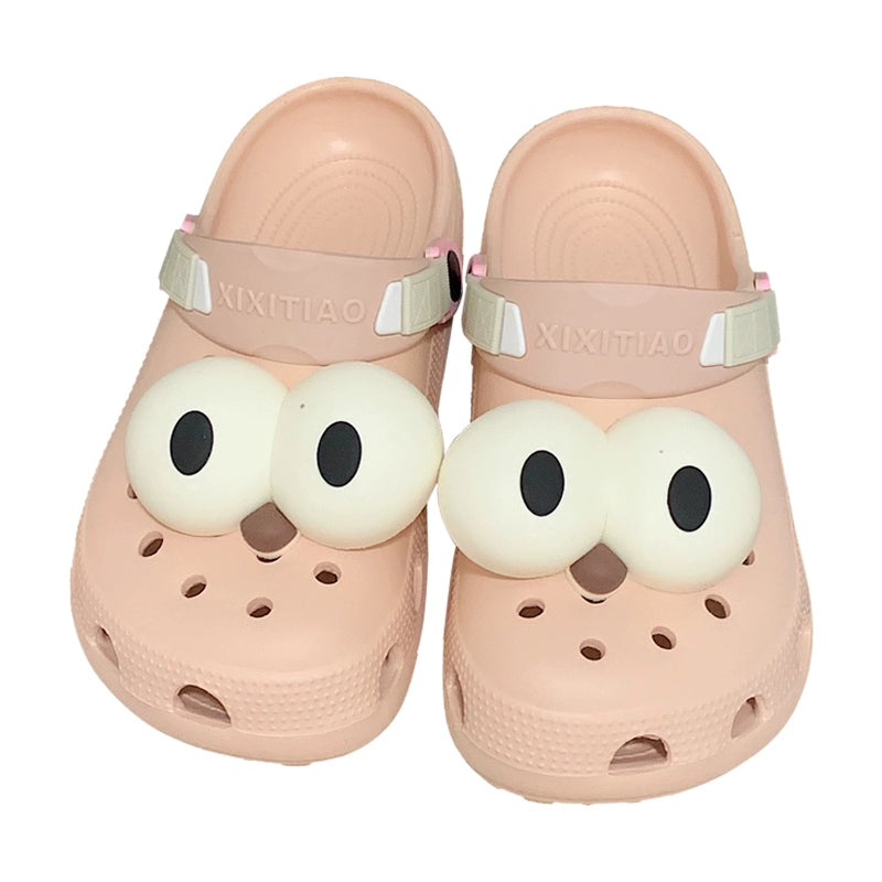 Thin Strip Fun Cartoon Funny Big Eye Couple Hole Shoes Outdoor Non-Slip Pump Beach Shoes Baby Boy and Girl Summer