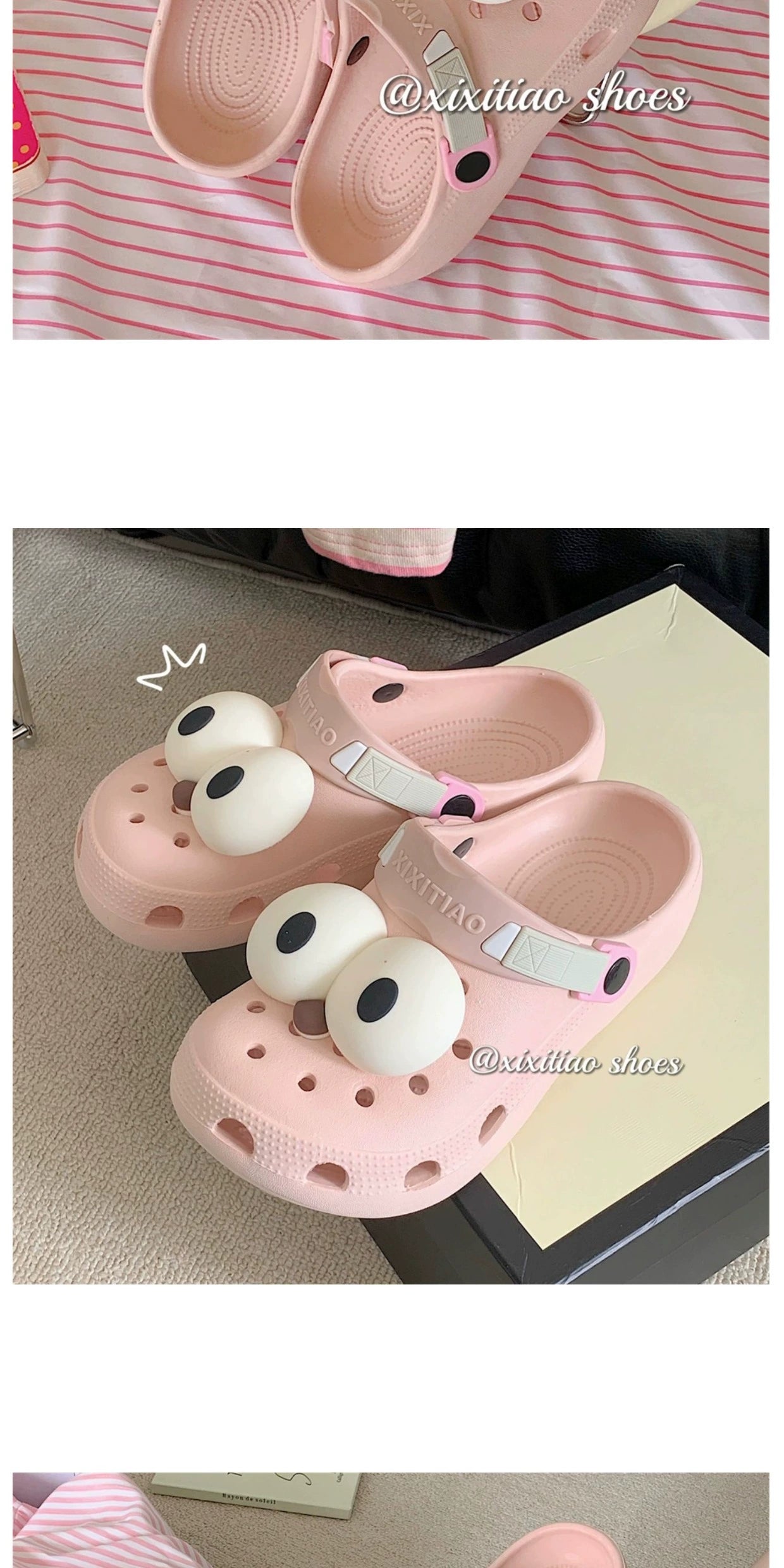 Thin Strip Fun Cartoon Funny Big Eye Couple Hole Shoes Outdoor Non-Slip Pump Beach Shoes Baby Boy and Girl Summer