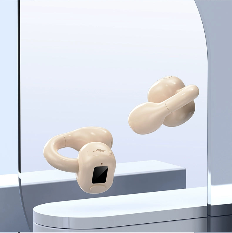 Non-Entry Ear Clip Bluetooth Headset Mini Running Painless Driving Rider Take-out Sports Single and Double Ear Hanging Long Standby