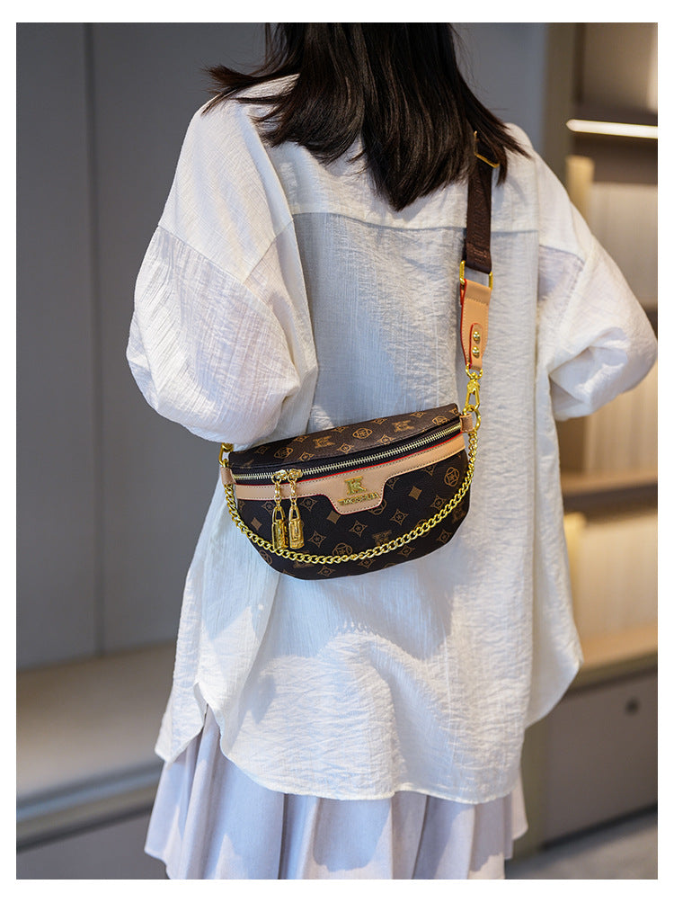 High-End Fashion Women's Waist Bag Luxury Classic Printed Single Shoulder Crossbody Bag Versatile Women Chest Bag British Style