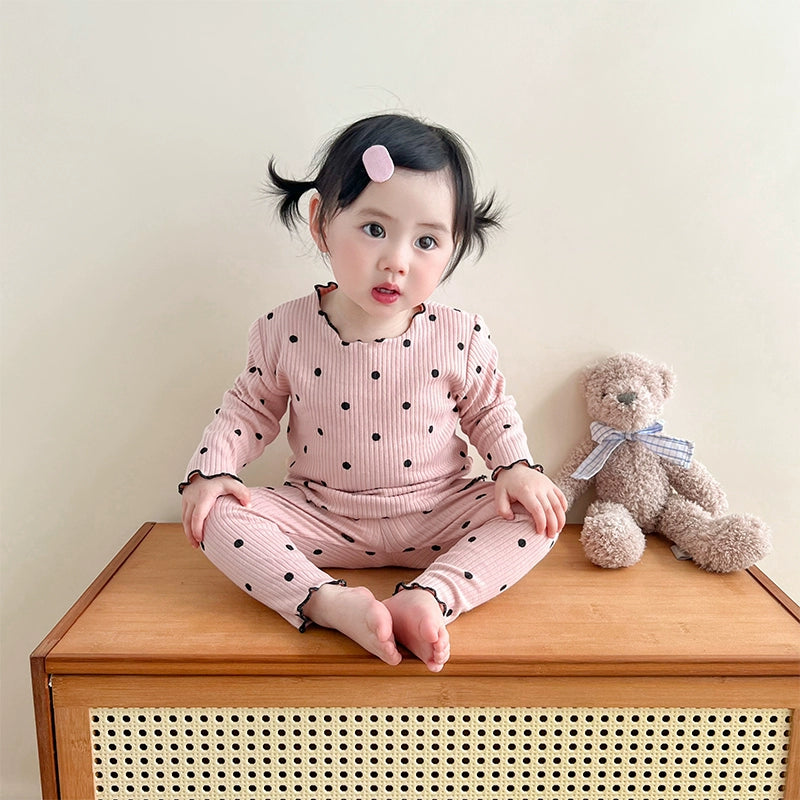 Baby Girls' Cotton Spring and Autumn Base Homewear Suit