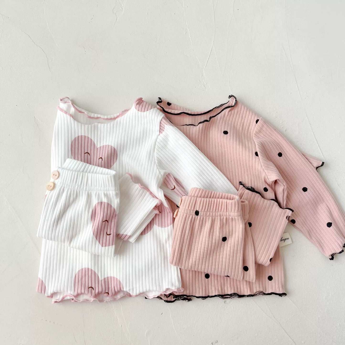 Baby Girls' Cotton Spring and Autumn Base Homewear Suit