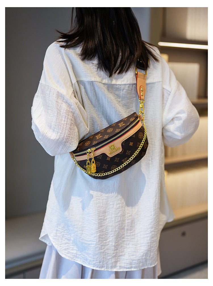 High-End Fashion Women's Waist Bag Luxury Classic Printed Single Shoulder Crossbody Bag Versatile Women Chest Bag British Style