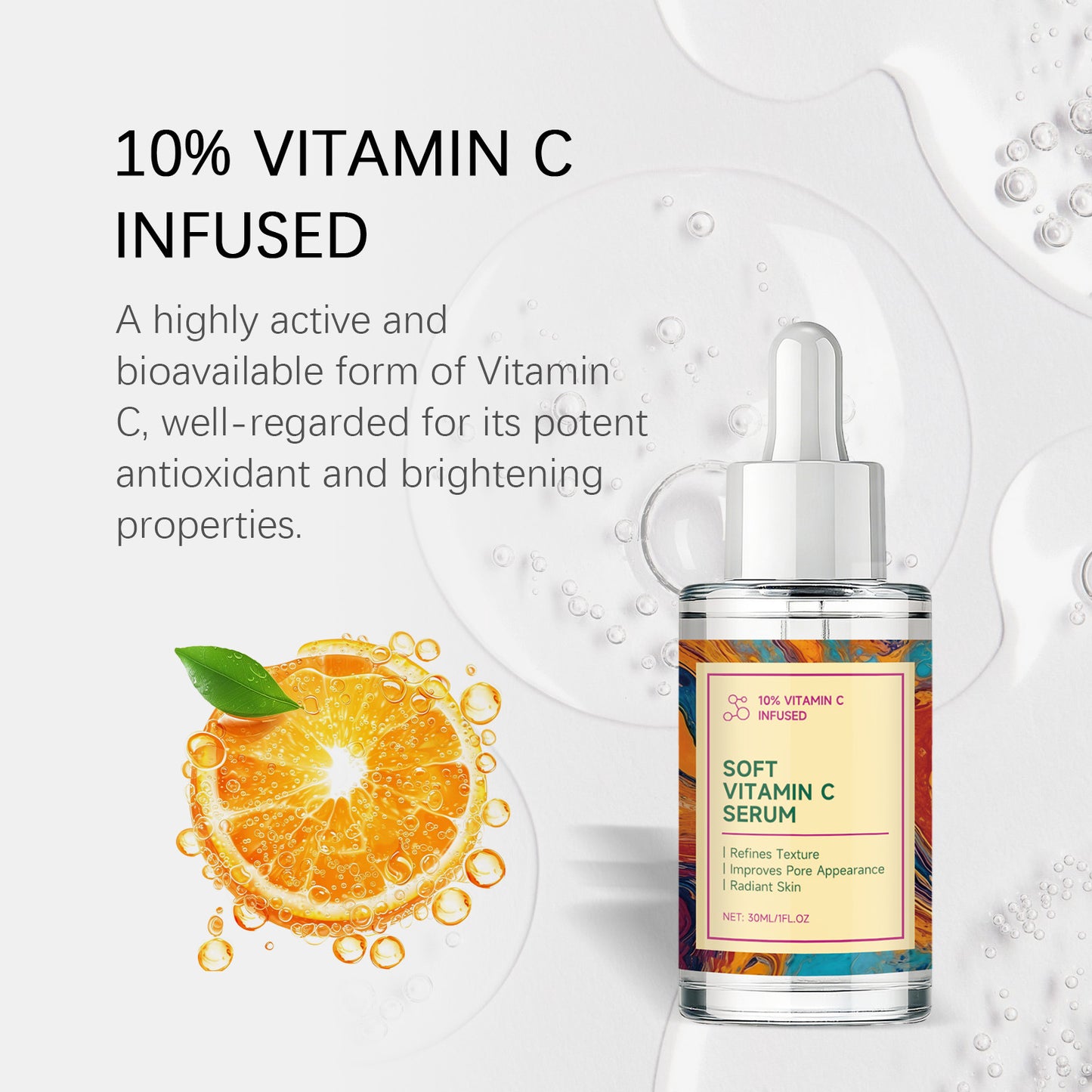 Vitamin C Serum Revitalizing Brightening Shrink Pores Hydrating Smoothing Firming Fade Fine Lines Stabilizing Repair Dull Serum