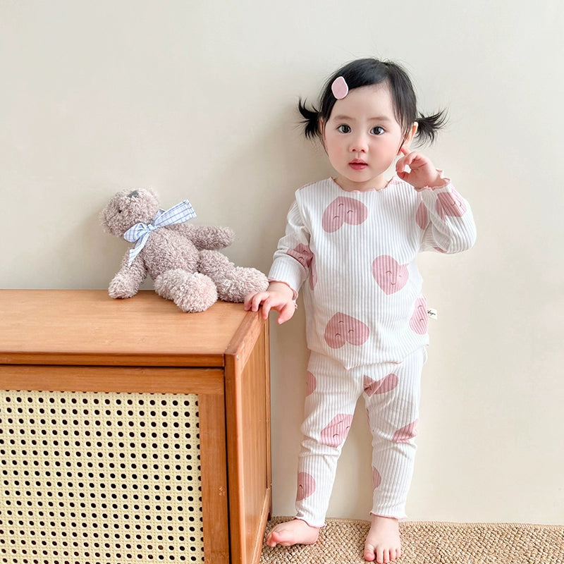 Baby Girls' Cotton Spring and Autumn Base Homewear Suit