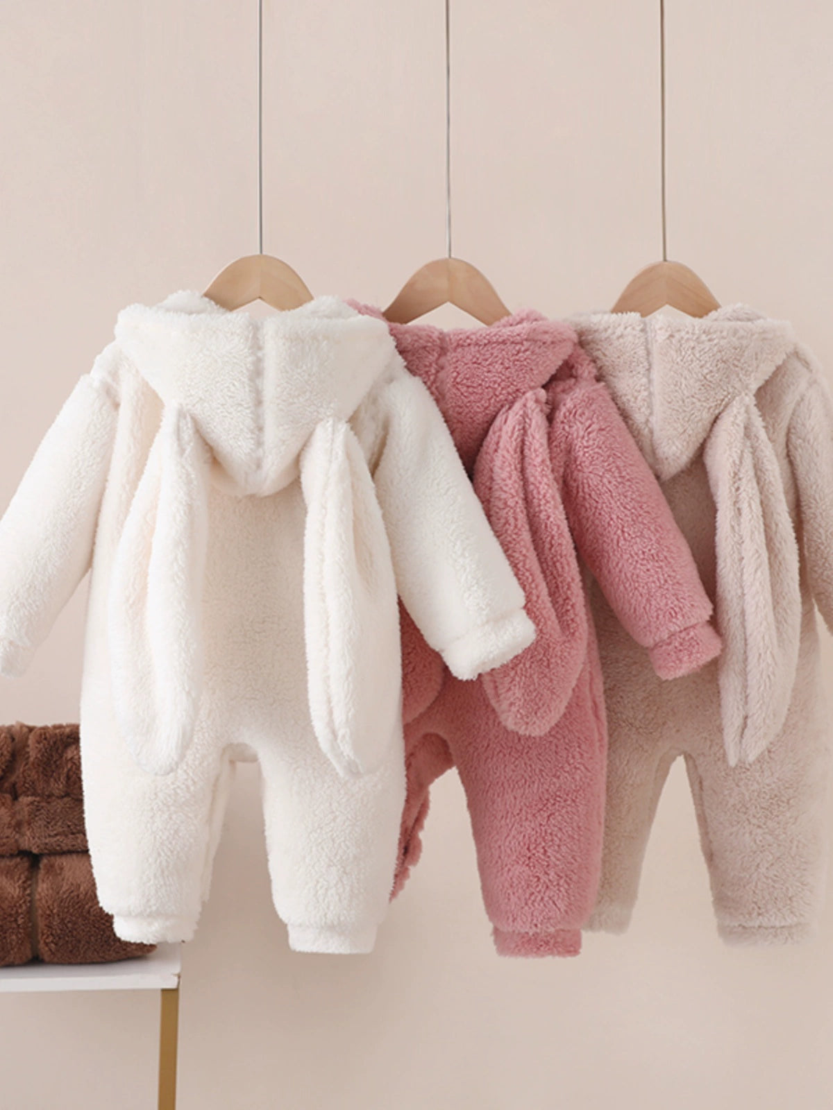 Baby Fur Fleece-Lined Jumpsuit Winter Thicken Thermal Male and Female Baby Clothes Outwear Hooded Romper Jumpsuit
