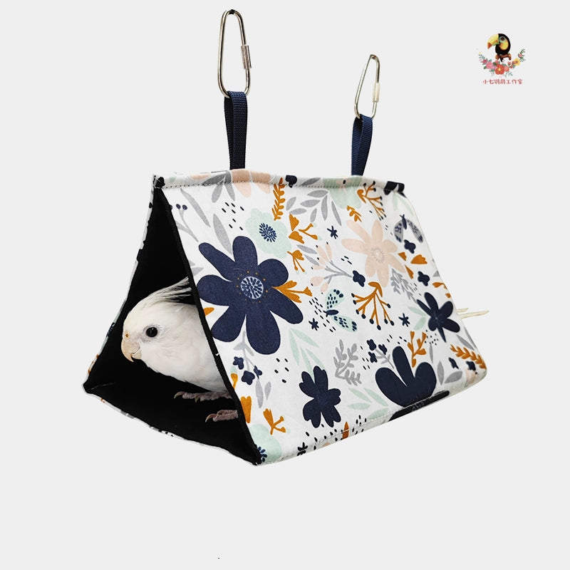 Parrot Spring and Summer Bird Nest Hammock Sunshade 100% Cotton Canvas Hanging Swing Bird Cage Supplies Tiger Skin Peony Mysterious Style
