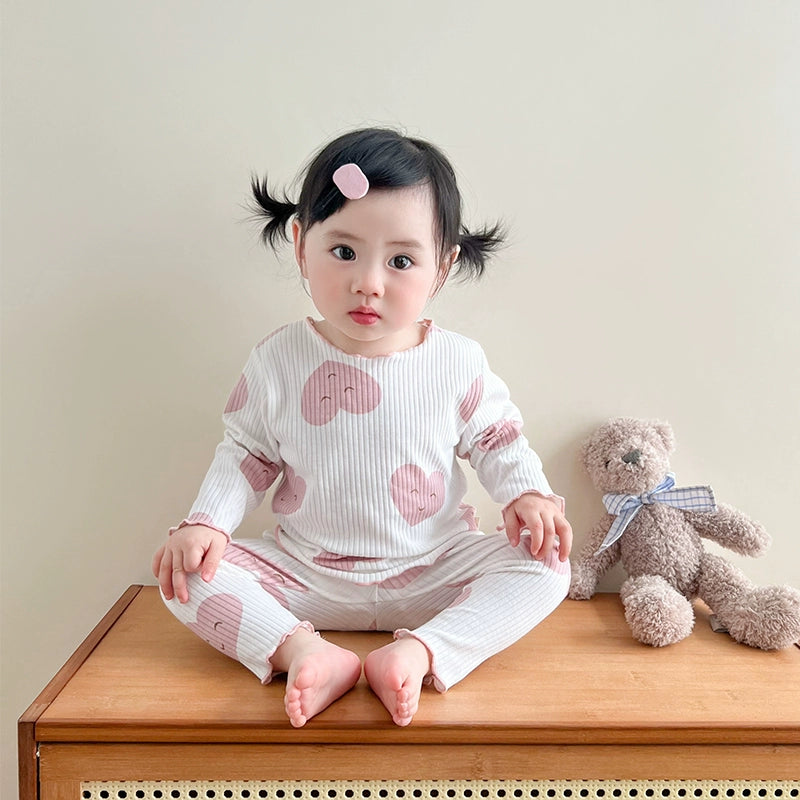Baby Girls' Cotton Spring and Autumn Base Homewear Suit