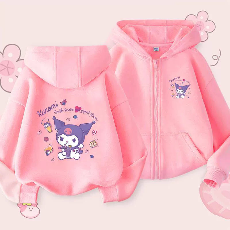 2025 New Arrival Kids Clow M Zipper Outwear Spring and Autumn Girl Fashionable Stylish Hooded Cardigan Thin Sweatshirt