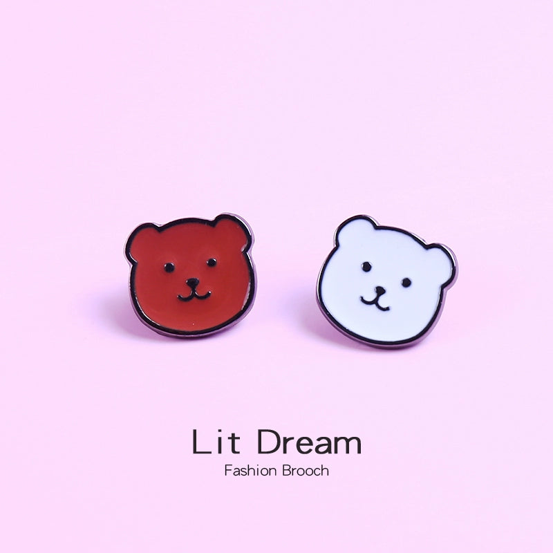 INS Japanese Style Black and White Cat Schoolbag Couple Brooch