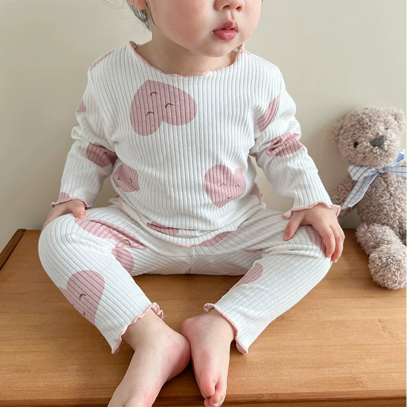 Baby Girls' Cotton Spring and Autumn Base Homewear Suit