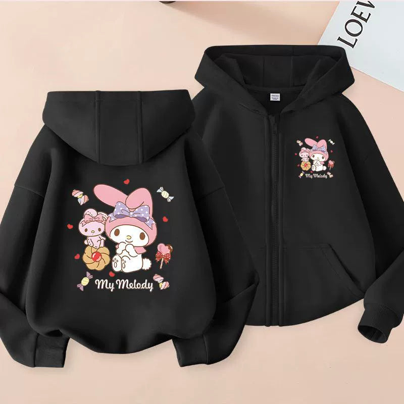 2025 New Arrival Kids Clow M Zipper Outwear Spring and Autumn Girl Fashionable Stylish Hooded Cardigan Thin Sweatshirt