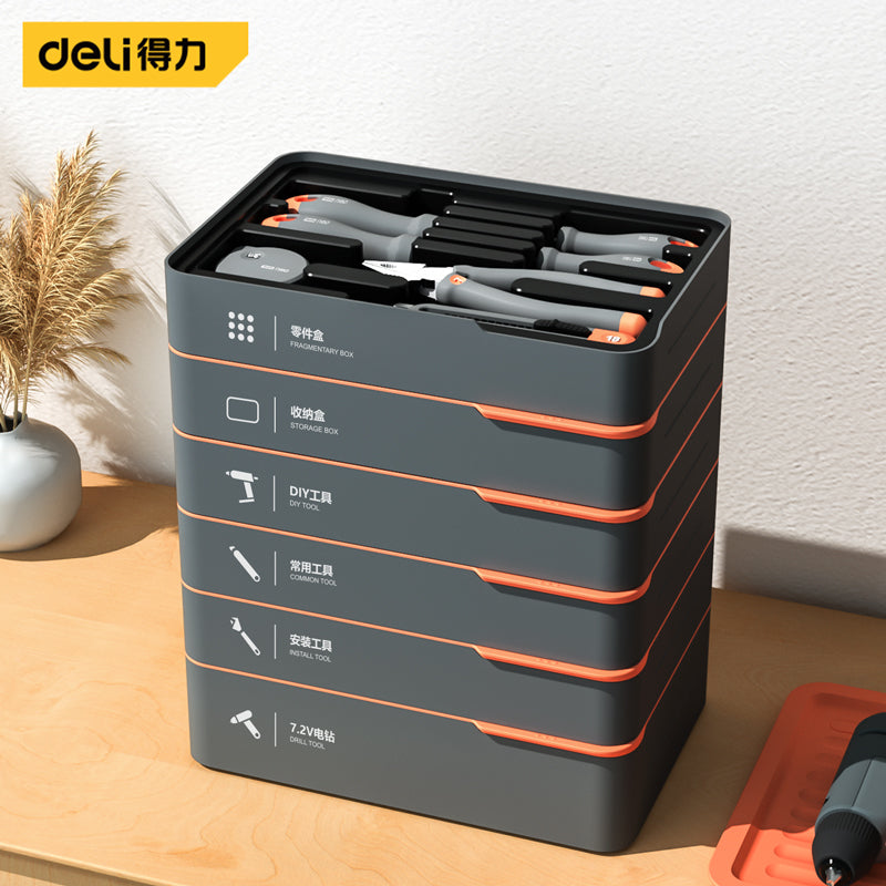 Deli Home Daily For Home Wire Cutter Hammer Lithium Electric Drill Emergency Repair Multifunctional Suit Tool H1001