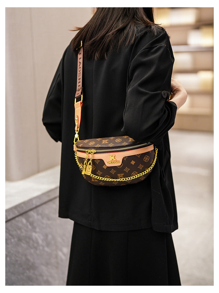 High-End Fashion Women's Waist Bag Luxury Classic Printed Single Shoulder Crossbody Bag Versatile Women Chest Bag British Style