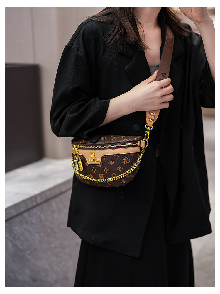High-End Fashion Women's Waist Bag Luxury Classic Printed Single Shoulder Crossbody Bag Versatile Women Chest Bag British Style
