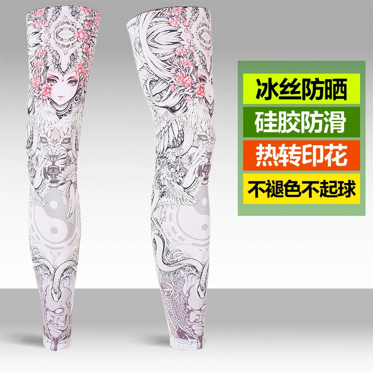 Ice Silk Sunscreen Outdoor Cycling Printed Knee Pad Leg Warmer