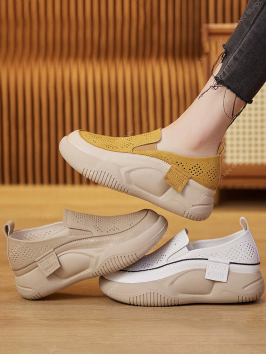 First Layer Cowhide Hollow Soft Bottom Summer Slip-on Flats