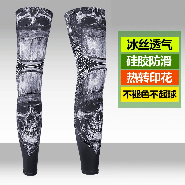 Ice Silk Sunscreen Outdoor Cycling Printed Knee Pad Leg Warmer